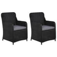 thumbnail image 1 of vidaXL Outdoor Chairs with Cushions 2 pcs Poly Rattan Black, 1 of 5