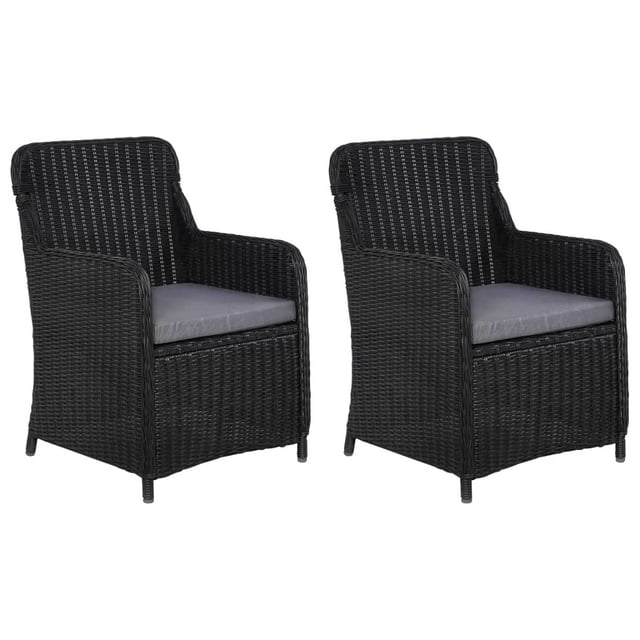 vidaXL Chaises d'Extérieur avec Coussins 2 Pcs Rotin Synthétique Noir