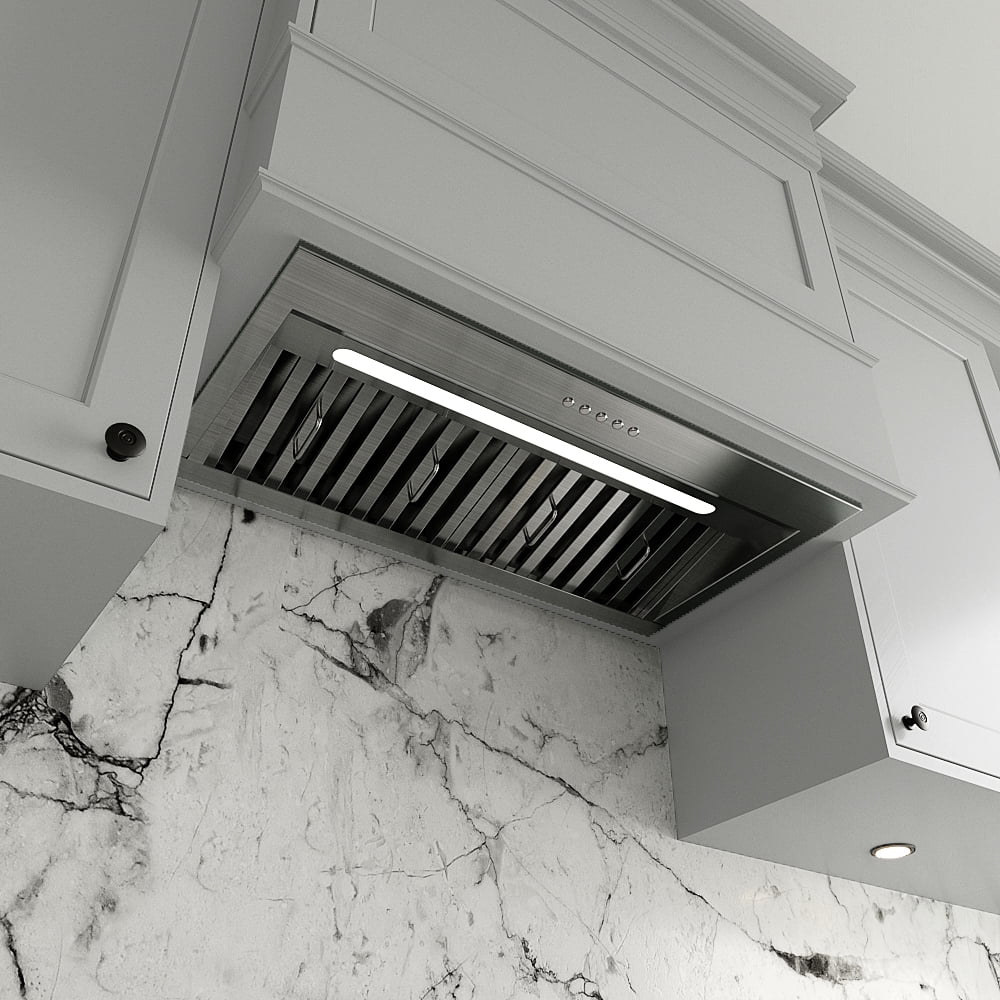 Streamline 28 in. Botricello Ductless Insert 350 CFM Range Hood in Brushed Stainless Steel with Baffle Filters, Electronic Button Control, LED Light
