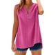 thumbnail image 5 of Conjuntos de trabajo para mujer,Camiseta de tirantes de lino con cuello en V para mujer, detalle de botones y bolsillo en el pecho, blusa informal sin mangas para estar en casa, sopatenor, 5 of 9