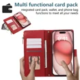 thumbnail image 2 of Phone case suitable for VIVO Y22S phone case with card slot wallet, stylish PU leather magnetic flip zipper phone case, 2 of 5