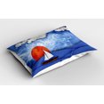 thumbnail image 2 of Ambesonne Nautical Pillow Sham 2 Pack, Ship on Misty Waters, 36"x20", Blue Orange White, 2 of 3