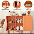 thumbnail image 3 of Homfa Coffee Bar Cabinet with 3 Drawers & Glass Door, Modern Buffet Sideboard Bar Table for Dining Room, Orange, 3 of 7