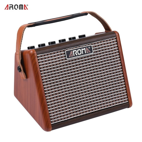 AROMA AROMA AG-15A Portable 15W Bluetooth Guitar Amplifier with Built-in Rechargeable Battery, Microphone Input, and USB Charging Cable