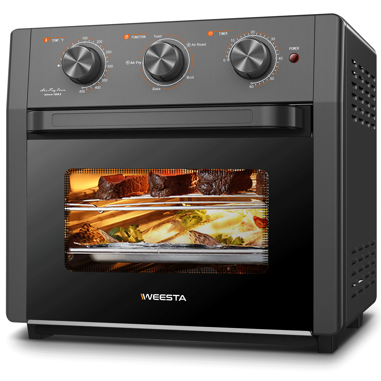 Large Capacity Countertop Oven with Air Fryer for Chicken 12-IN-1 Toaster Oven Combo 24L / 25QT Stainless Steel 1700W CIARRA CATOSEC01 Digital Convection Oven Countertop Pizza & Cookies