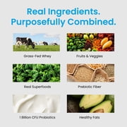 TrueFit High Fiber Protein Powder, Grass-Fed Whey Meal Replacement Shake with Prebiotics, Probiotics, Organic Superfoods, Keto Friendly, Gluten Free