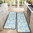 thumbnail image 4 of Kitchen Rugs Sets Of 2,Light Blue Daisy Flower Pattern Anti Fatigue Kitchen Mat Rugs Non Slip Washable,Decorative Kitchen Floor Mats for Kitchen,Sink,Laundry,17"x47"+17"x47", 4 of 5