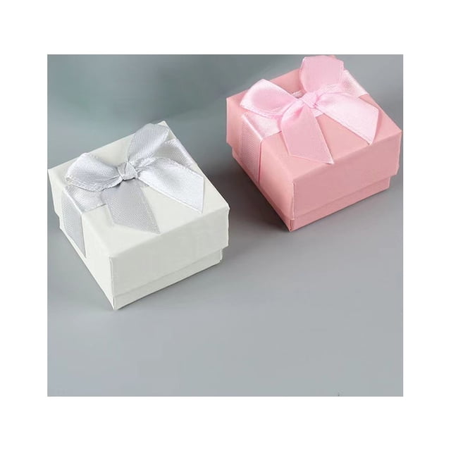 pitrice Jewelry Box Bowknot Paper Lightweight Portable Package Boxes Durable Smooth Storage Holder Bracelet Rings Beads White 1Set