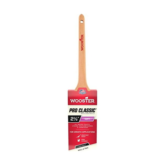 Wooster 2.5" Pro Classic White China Bristle Thin Angle Sash Paintbrush # Z1216-2.5