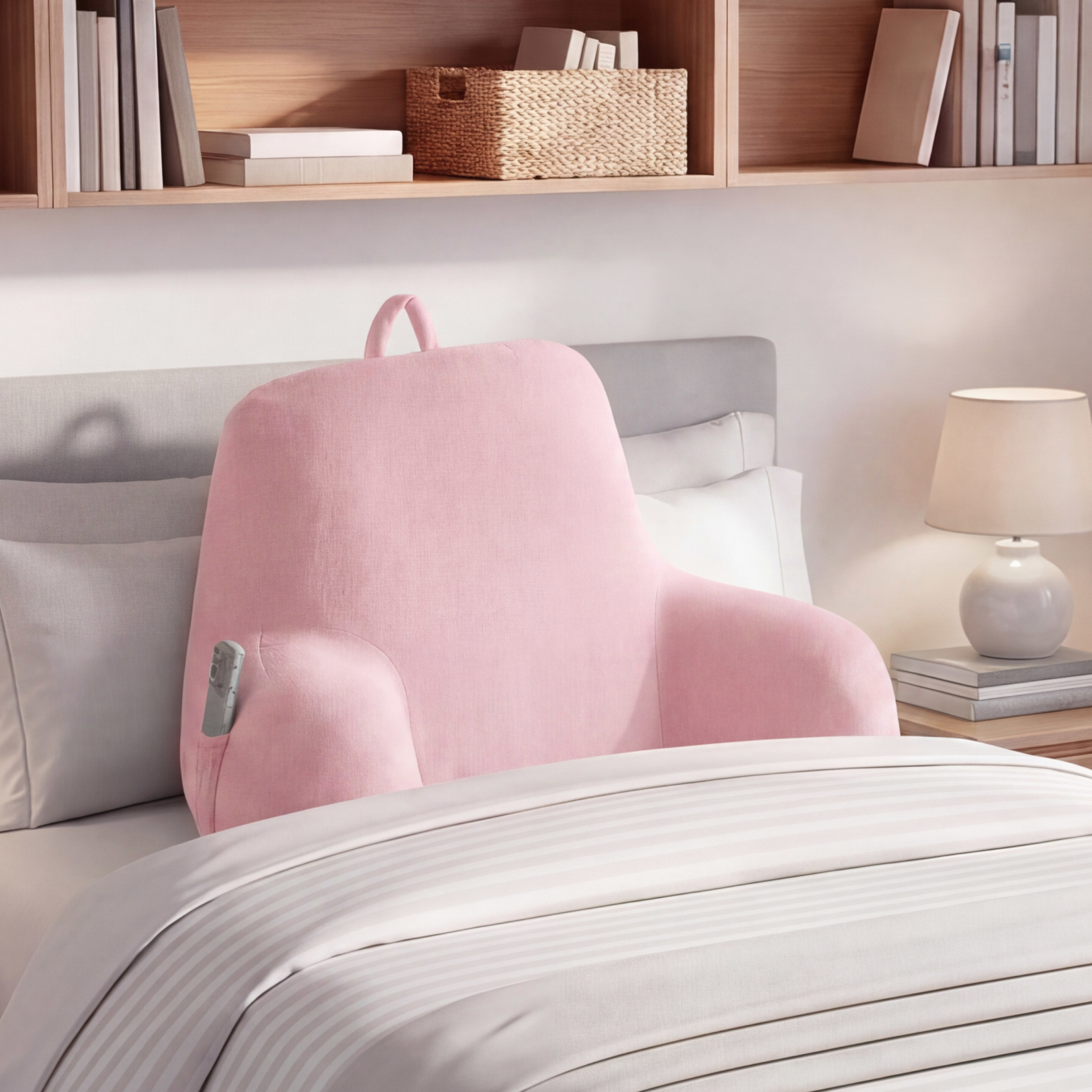 The Sheet Lab Plush Backrest Pillow, Pink, 30" x 17" x 17"