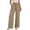 Khaki, variant on Vivianyo HD Women's Solid Pleated Button Pocket Wide Leg Casual Long Pants, Womens Summer Lightweight Drawstring Waist Full Length Trousers for Travel Vacation Daily Wear, Sizes S-2XL