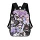 thumbnail image 1 of Kuromi-theme Backpack, Campus style schoolbag Bookbag with Adjustable Shoulder Straps And Large Zip Compartment, Unisex Travel Bags., 1 of 6