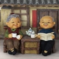 thumbnail image 4 of Lectura Y Balanceo (2 Piezas) Resina Artesanía Pareja De Ancianos Colorida Edad Exhibición De Jardín Escultura Ornamento Del Césped DYNWAVEMX Figuras de pareja vieja, 4 of 8