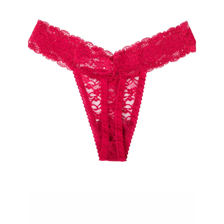 new ladies red lacey sexy string thong glitter small S size 10