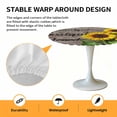 thumbnail image 6 of Sunflower Farmhouse Elastic Fitted Round Table Cover Wood Grain Vintage Waterproof Outdoor Tablecloth for Holiday Party, Picnic, Patio & Dining Fits Tables Up to 36"-44", 6 of 8