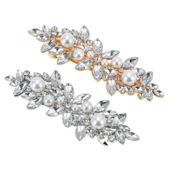 Unique Bargains 1 Pc Hair Barrettes Grace Crystal Set Style 2 Barrette Clip Silver Tone Gold Tone