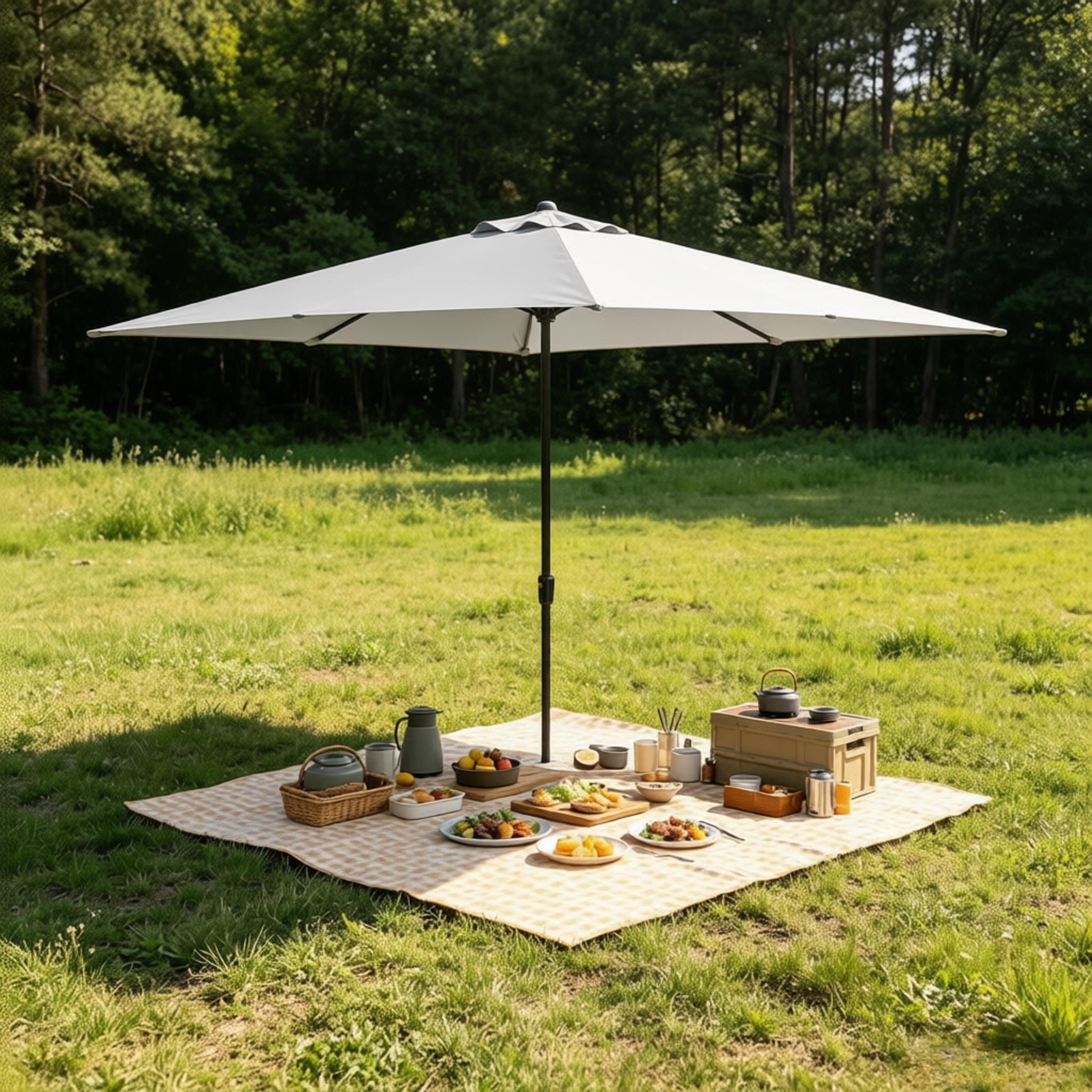 Howcool 10 x 6.5Ft Outdoor Solar LED Lighted Rectangular Market Umbrella Crank Tilt Sun Shade for Patio Pool