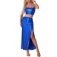 thumbnail image 2 of INSPIRAR CHIC Conjuntos de 2 Piezas para Mujeres Top Corto de Tirantes de Lentejuelas y Falda Maxi de Cintura Alta con Corte M Color Azul Real, 2 of 6