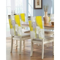 nqOlkjepod Yellow Chair Covers Set of 6, Decorative Chair Back Cover, Modern Geometric Grey Oil Painting Abstract Dining Room Chair Slipcovers Removable Chair Protectors Covers for Party Banquet