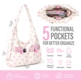 thumbnail image 3 of Gocvo Multi-Pocket Hobo Bags for Women, Corduroy Tote Bag for Casual Outings Work Shopping(Bow), 3 of 9