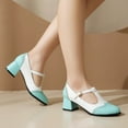 thumbnail image 6 of IUJSOY Heels for Women Vintage Cap Toe T-Strap Dress Pumps Shoes Casual Block Heeled Oxford Shoes, 6 of 7