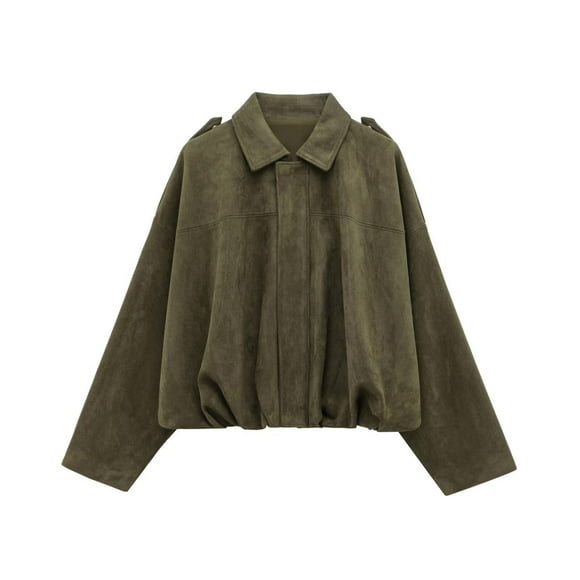 T-Shirt à Manches Longues pour Femmes Liquidation Chemises Mélangeuses Vestes en Daim à Fermeture Éclair Col à Revers Manteau Court Moto Y2K Vestes de Sortie Vêtements d'Extérieur