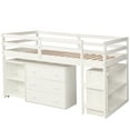 thumbnail image 5 of Harper & Bright Designs Low Study Twin Loft Bed with Cabinet and Rolling Portable Desk, White, 5 of 13