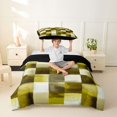 thumbnail image 2 of Homewish Abstract Checkered Twin Duvet Cover,Aesthetic Artwork Twin Bedding,Yellow,Black Reversible,2-Piece,1 Duvet Cover and 1 Pillowcase, 2 of 6