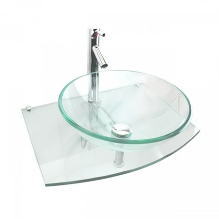 - Renovators Supply Clear Wall Mount Tempered Glass Vessel Sink