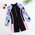 thumbnail image 2 of Zanarzt Baby Rash Guard Teen Girl Swimsuit with Padding Long Sleeve Swimsuit Racerback Bathing Suit Swimwear Black,11-12 Years, 2 of 6