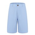 thumbnail image 4 of RYRJJ Cotton Linen Shorts for Women Elastic High Waisted Casual Loose Bermuda Shorts Summer Knee Length Work Short Pants with Pockets(Light Blue,XXL), 4 of 5
