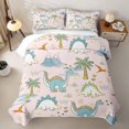 thumbnail image 2 of Feelyou Kawaii Dino Twin Quilt Set for Girls, Volcano Palm Wildlife Twin Coverlet Set, Pink, 2 Pieces, 2 of 7