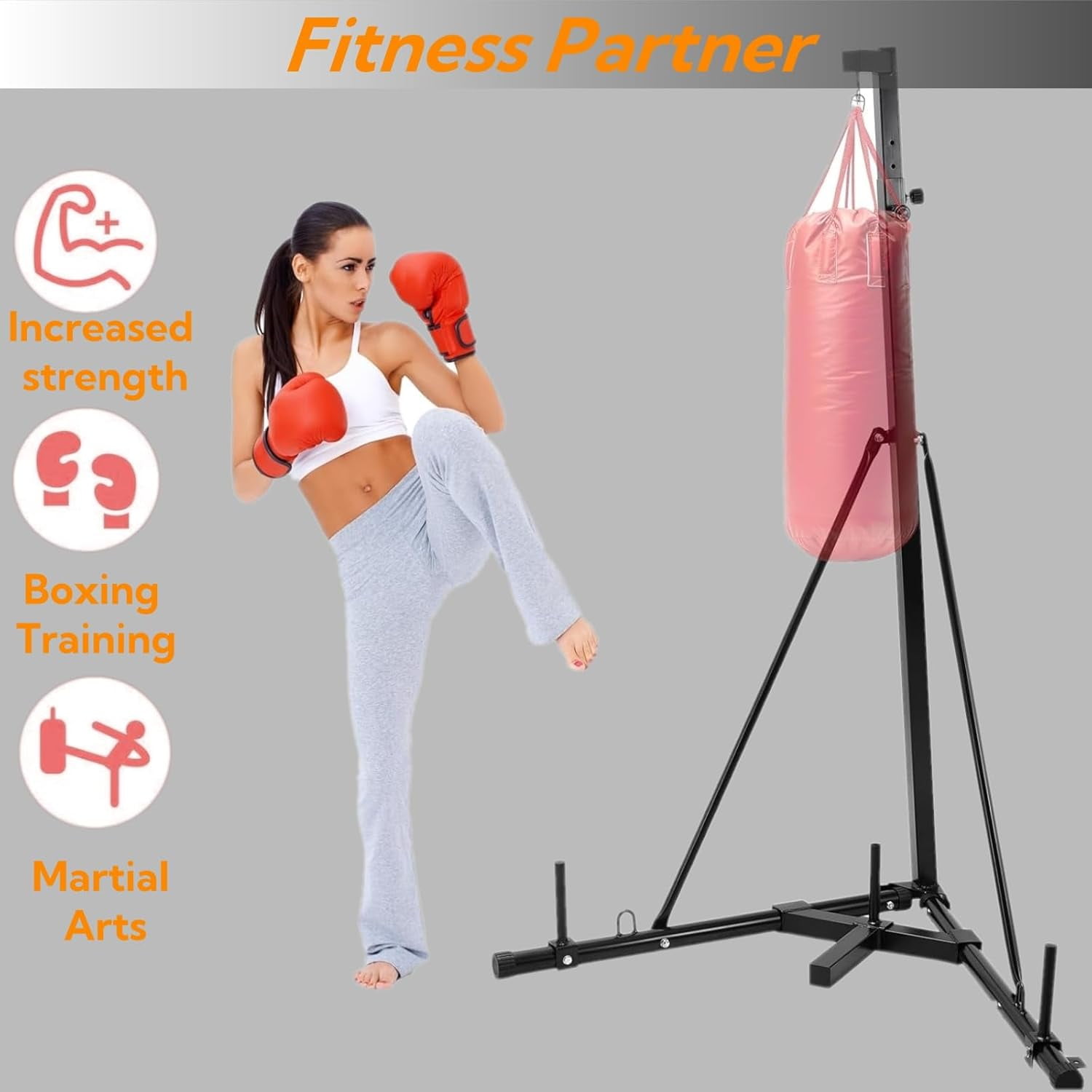 Arlopu Boxing Speed Punching Bag Stand Adjustable Height Punching Bag Stand, 150lbs - Stand Only