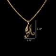 thumbnail image 3 of LOVEBLING 10K Yellow Gold Diamond Cut Cursive Initial Pendant Charms Available Letters from A to Z (M), 3 of 3