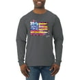 thumbnail image 1 of Wild Bobby, Colorful Neon Flag, Streetwear, Men Long Sleeve Shirt, Charcoal, Medium, 1 of 3