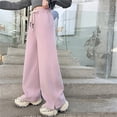 thumbnail image 2 of Girls Casual Jogger Pants with Split Hem, Wide Leg Flared Sweatpants – Loose Fit Elastic Waist Drawstring Baggy Trousers with Pockets for Teens, 2 of 4