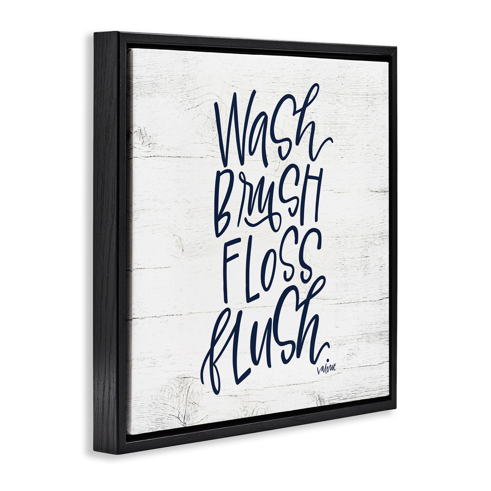 Stupell Industries Rustic Bathroom Rules Typography Painting Black Floater Framed Canvas Art Print Wall Art, 18 x 18