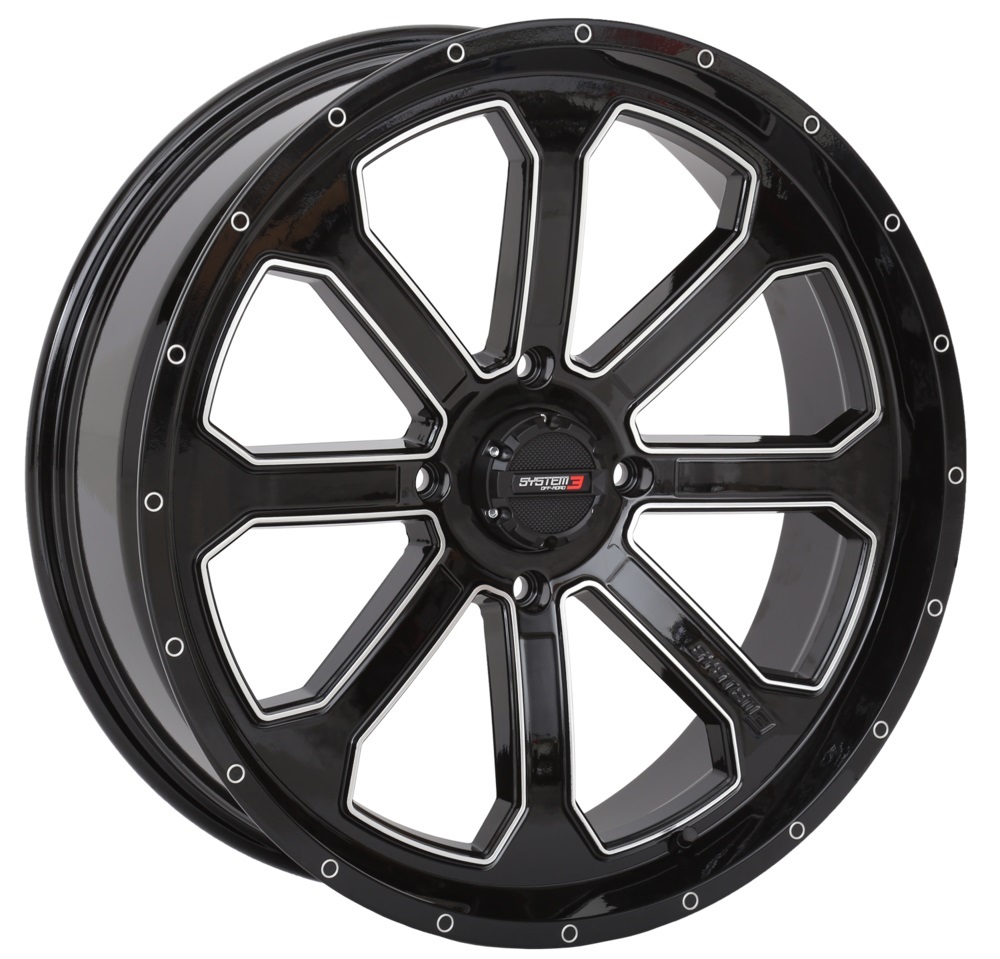 System 3 St-4 20x6.5 4/156 System 3 ST-4 20x6.5 ATV/UTV Wheel - Gloss Black (4/156) 4+2.5 [20S3