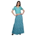 thumbnail image 1 of Moomaya Printed Rayon Cold Shoulder Crop Top And Skirt Ethnic Set For Women, 1 of 6