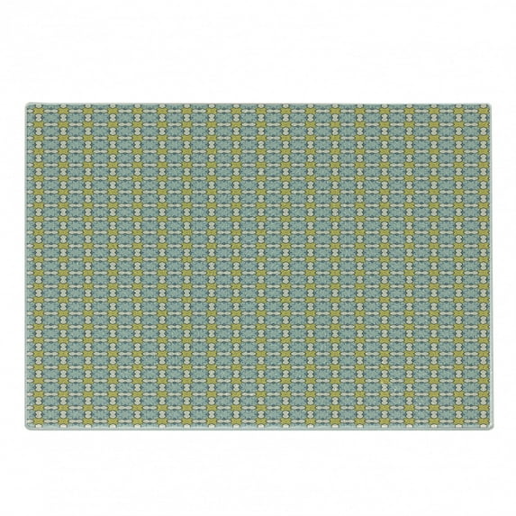 Abstract Cutting Board, Tile Like Vintage Motif Continuous Pattern, Decorative Tempered Glass Cutting and Serving Board, in 3 Sizes, by Ambesonne