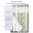 thumbnail image 2 of No Hook Shower Curtain with Snap in Liner,White Daisy Flower Sage Green Stripe Waterproof Bath Curtain Double Layers with See Through Top Window,Watercolor Floral Hotel Shower Curtains 36x72in, 2 of 9