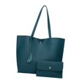 thumbnail image 2 of del monedero del totalizador del cuero de la PU de las mujeres, bolsos del hobo de la taleguilla del hombro de la manija para las muc azul, 2 of 8