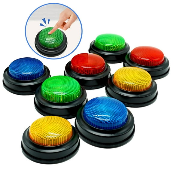 8-Pack Buzzers for Trivia Games, Answer Buzzers for Classroom, Family Feud Jeopardy Buzzer, Game Buzzers with Lights and Sound for Classroom