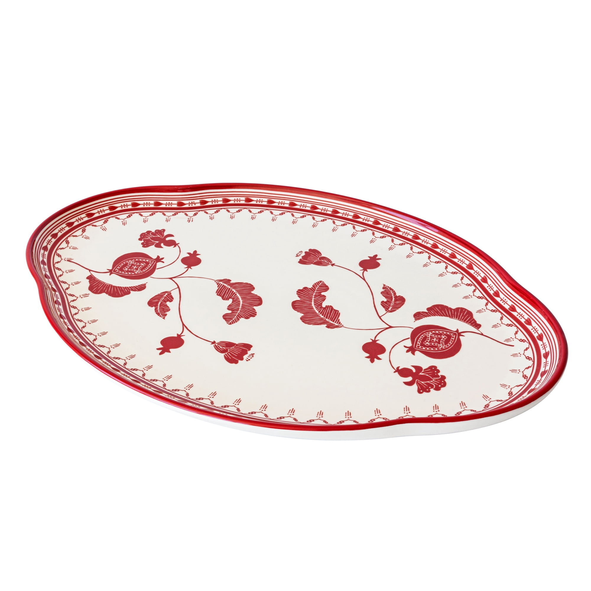 Sofia Home Red Stoneware Serve Platter