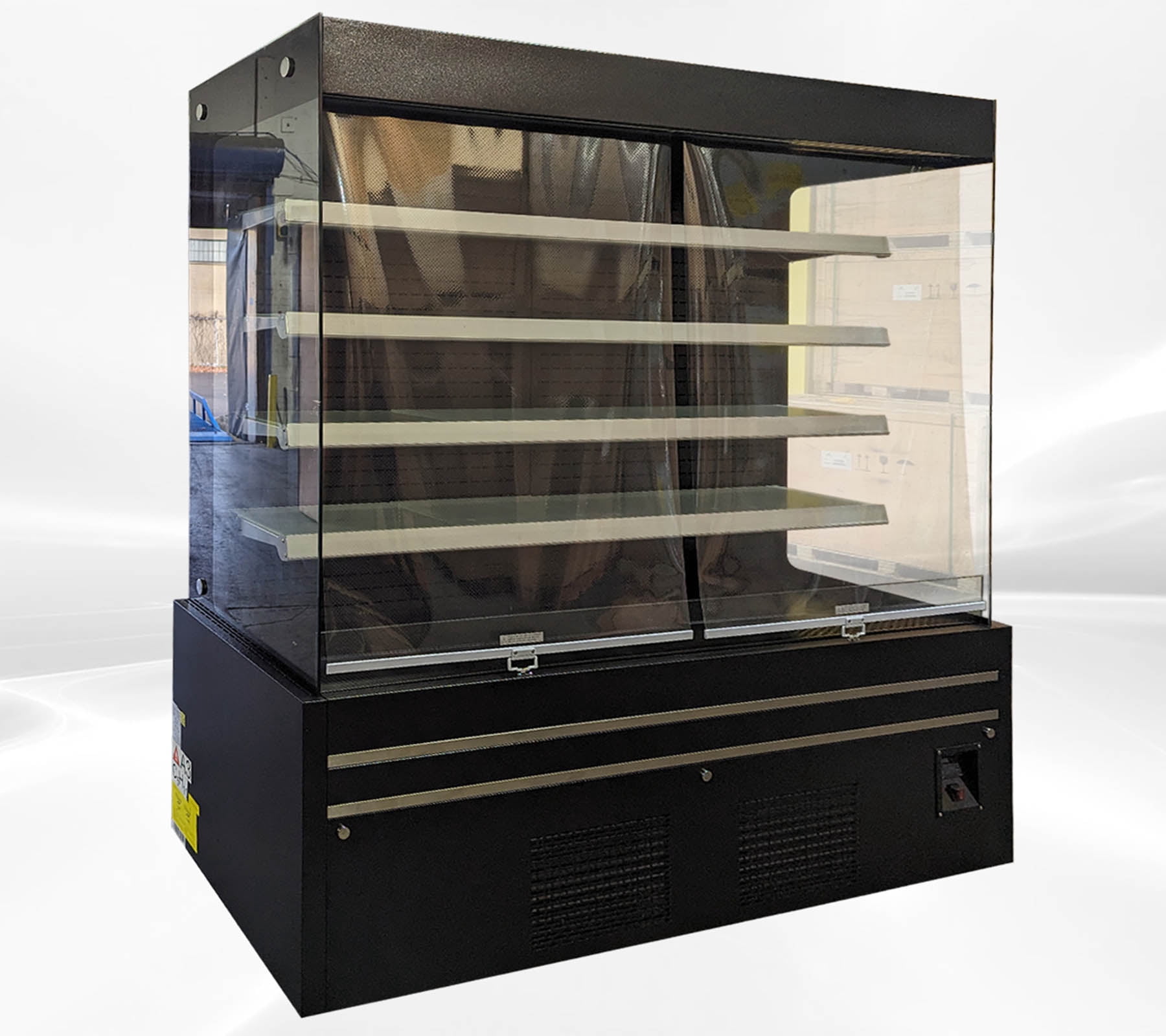 60 in W 34 Cu. ft. Commercial Open Air Display Merchandiser Refrigerator, Vertical Grab & Go Refrigerated Showcase, Black, ETL Certified