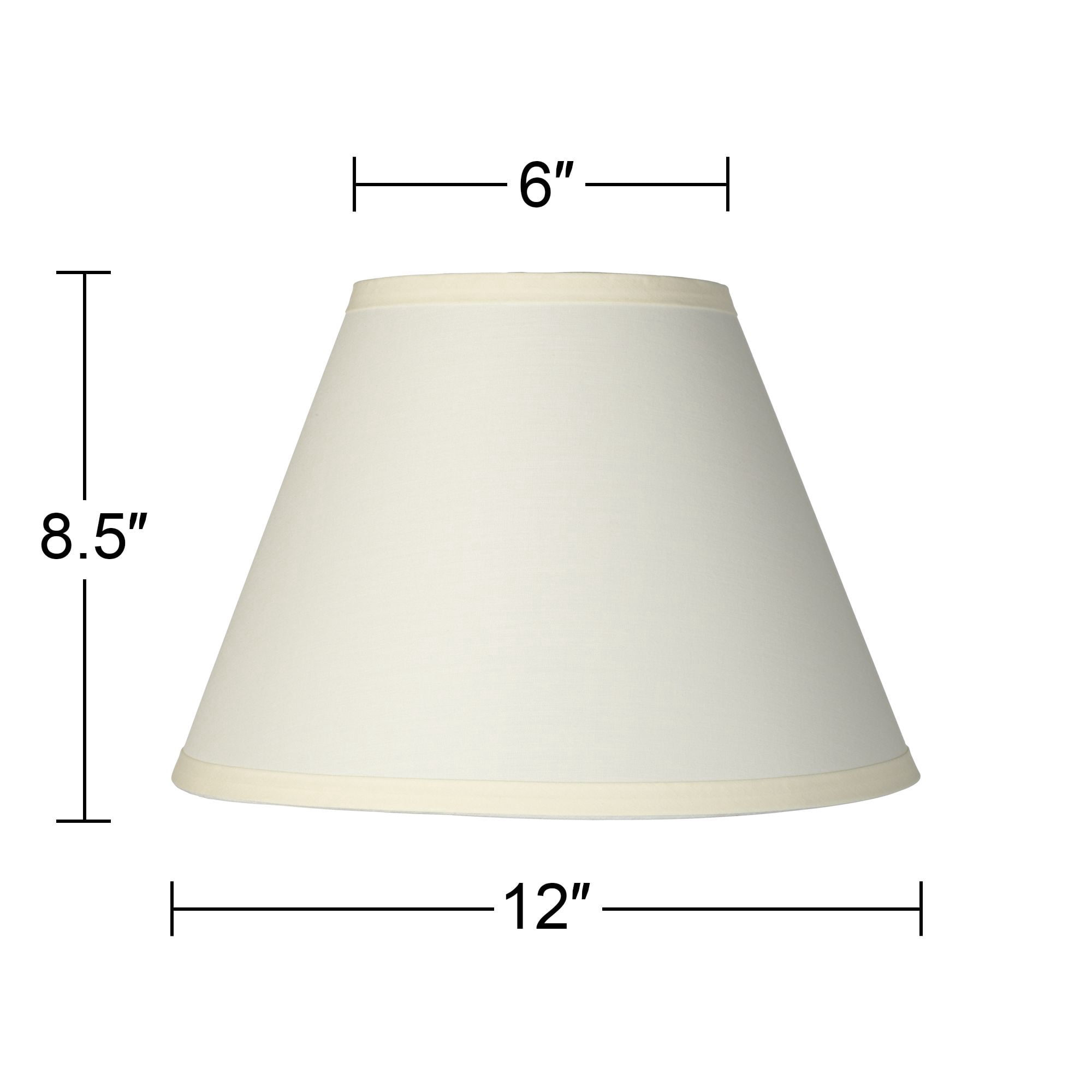 Springcrest Set of 2 Empire Lamp Shades Ivory White Small 6" Top x 12" Bottom x 8" High x 8.5" Slant Clip-On Harp Finial Fitting