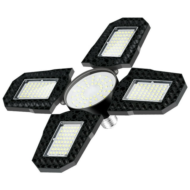 LED Garage Light E27 Folding Transformer Garage Light 100W High Power Waterproof Industrial Lighting Canopy Light Quad Leaf