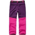 thumbnail image 4 of FEN AI Girls Ski Snow Pants Windproof Waterproof Hiking Pant Expandable Waist Soft Shell Winter Warm Insulated Trousers Rose Red Size 10-12, 4 of 9