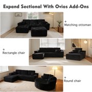 Ovios Modular Sectional Sofa with Chaise, 106 Deep Seat L-Shaped Plush Corduroy Boneless Couch for Apartment, Black