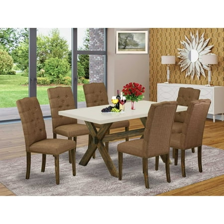 East West Furniture V796GA740-7 7 Piece V-Style Modern Dining Table Set – Dahlia East West Furniture V796GA740-7 7 Piece V-Style Modern Dining Table Set – Dahlia